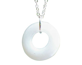 Recycled Vintage White Pond's Cold Cream Jar Glass Hoop Necklace