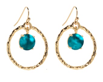 Recycled Vintage Mason Jar Gold Hammered Hoop Earrings