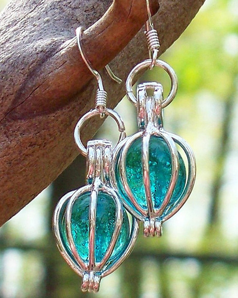 Recycled Antique Mason Jar Silver Drop Earrings/Earrings/Blue Etsy