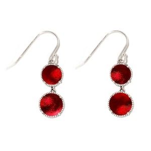 Recycled Vintage 1940s Red Beer Bottle Glass Sterling Silver Double Take Earrings