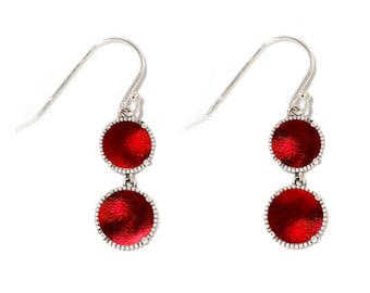 Recycled Vintage 1940s Red Beer Bottle Glass Sterling Silver Double Take Earrings