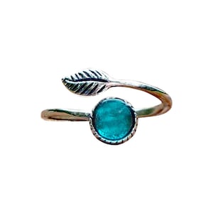 Recycled Vintage Mason Jar Sterling Silver Botanical Leaf Ring