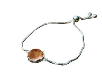 Recycled Antique Pink Depression Glass Dishware Slider Bracelet