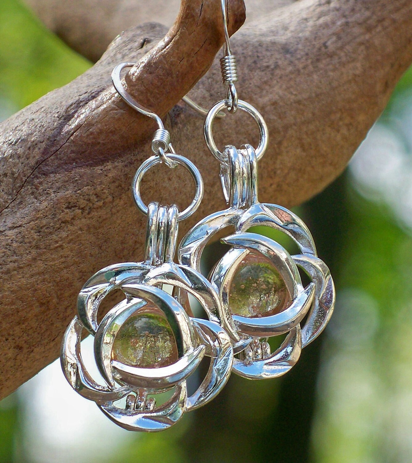 Recycled Antique Pink Depression Glass Silver Blossom Earrings Etsy