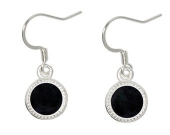 Recycled Reclaimed Antique Black Depression Glass Dishware Color Dot Earrings