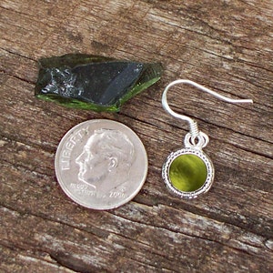 Recycled Reclaimed Early 1900s Olive Green Wine Bottle Glass Color Dot Earrings image 6