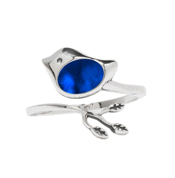Sterling Silver Bird Perched on Branch Wrap Ring Sterling Silver Bird Perched on Branch Wrap Ring