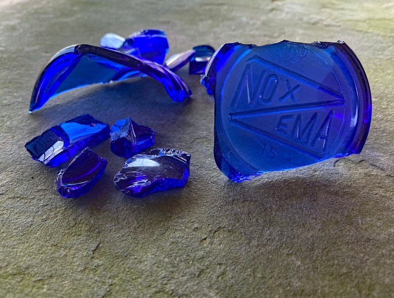 Recycled 1960s Skin Cream Jar Cobalt Glass Earrings Vintage Lace Lever Backs bild 7