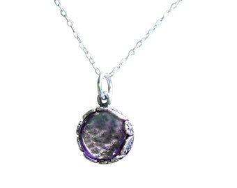Recycled Early 1900's Purple Medicine Bottle Sterling Silver Botanical Collection Necklace
