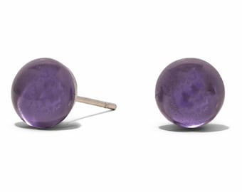 Recycled Early 1900's Purple Medicine Bottle Simple Post Earrings