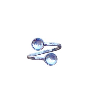 Recycled Clear Vintage Dairy Bottle and Sterling Silver Bypass Ring