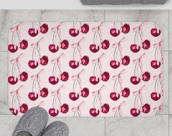 Tapis de bain coquette cerisier rose « Cherry Girl »