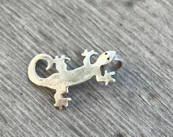 Vintage Sterling Silver Lizard Charm, Silver Gecko Charm