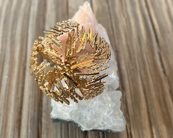 Vintage 1966 Brutalist Grosse Brooch, Henkel & Grosse Germany, Christian Dior Designer Pin, Gold Plated Abstract Pin