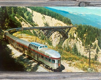 Vintage Canadian Rockies Postcard, Canadian Rockies Train Postcard, Vintage Trains, Passenger Train, Vancouver BC, British Columbia