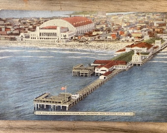 Antique Atlantic City Postcard, Vintage New Jersey Postcard, Million Dollar Pier,  Auditorium Convention Hall Postcard, Vintage Pier