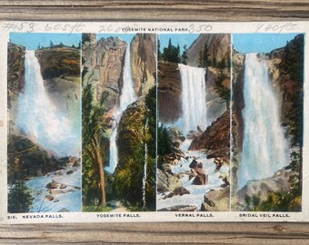 Antique Yosemite Postcard, Yosemite Waterfalls Postcard, Vintage National Parks