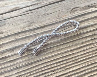 Vintage Signed Monet Brooch, Monet Rope and Tassel Brooch, Silver Tone Pin