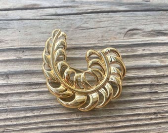 Vintage Monet Feather Pin, Signed Monet Brooch