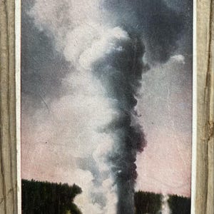 Vintage Giant Geyser Postcard, Antique Yellowstone National Park Postcard, Firehole River, Linen Postcard, Vintage Yellowstone