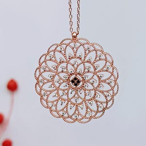 Sterling Silver Flower of Life Necklace: Zircon Stone Spiritual Jewelry