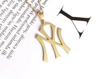 New York Necklace-Sterling Silver New York Logo Pendant-Fan Necklace-Sport Necklace-Baseball Lovers Necklace-Gift For Him-Birthday Gift