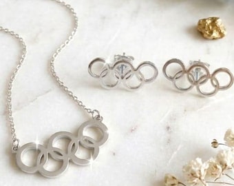 Conjunto de collar y pendientes de plata de ley para deportistas, joyería deportiva minimalista, colgante para amantes del deporte.
