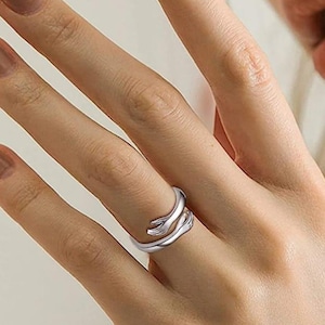 Sterling Silber Umarmungsring: Einstellbarer Liebes- & Freundschaftsschmuck