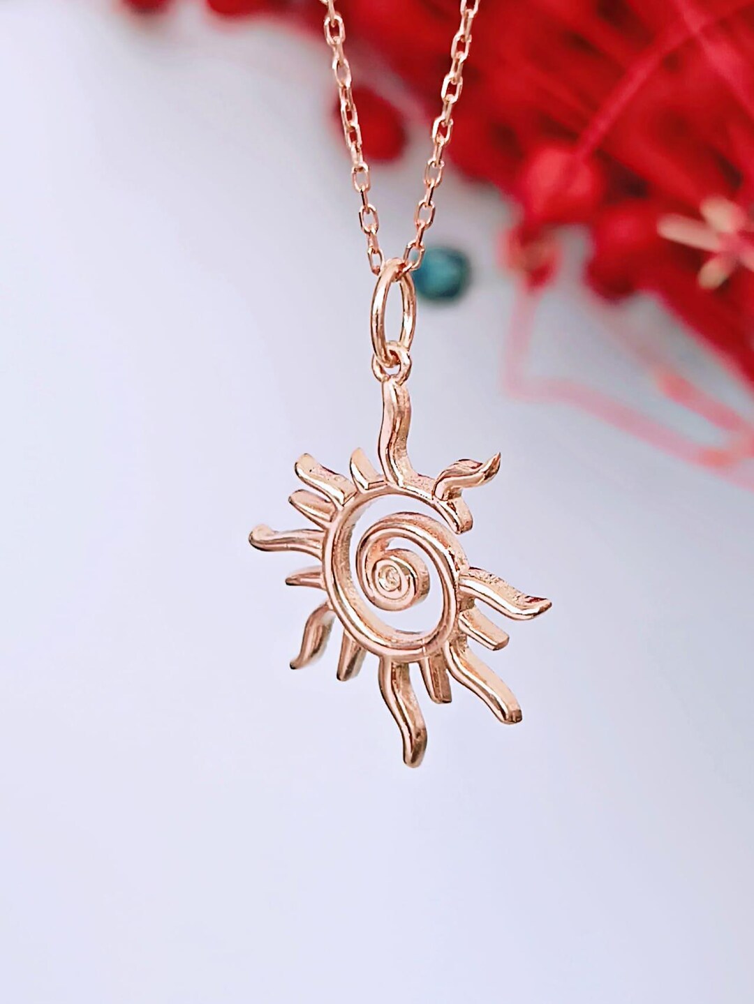 Sterling Silver Sun Necklace-sun Rays Necklace-celestial Charms ...