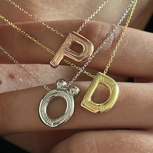 Colar de letras de balão de prata esterlina - Colar personalizado - Colar de letras delicadas - Carta de bolha - Colar de letras iniciais - Presente de aniversário -