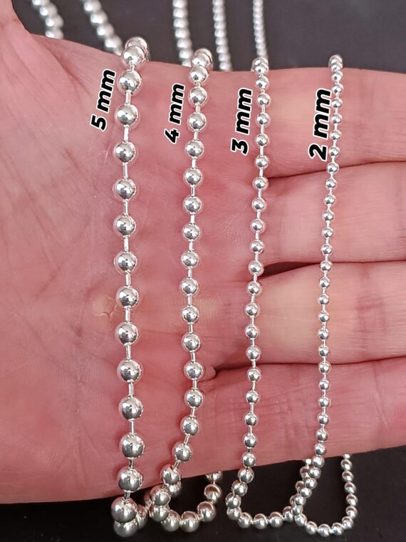 925 Sterling Silver Ball Chain Necklace: Unisex Beaded Link - Etsy