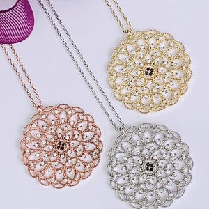 Sterling Silver Flower of Life Necklace: Zircon Gemstone, Sacred Geometry