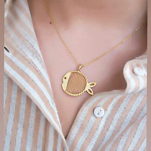 Sterling Silver Fish Necklace-Hand Made Fish Pendant-Custom Fish Necklace-Big Fish Charm-Ocean Jewelry-Lucky Fish Necklace -Gift For Her-