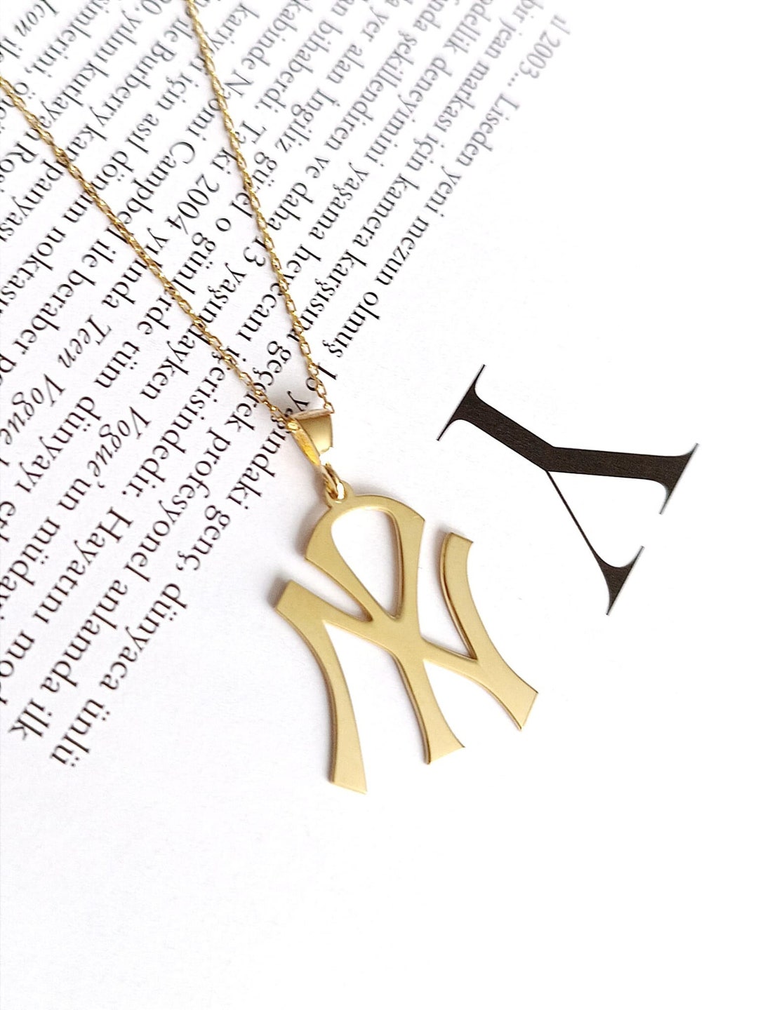 New York Necklace-sterling Silver New York Logo Pendant-fan Necklace ...