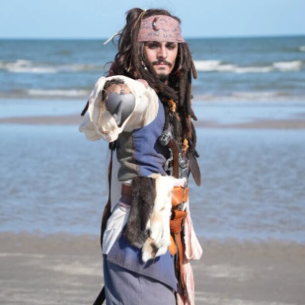 Captain Jack Sparrow Wig Pirates of the Caribbean , Captain Jack Costume , Halloween Costume , Custom Costume