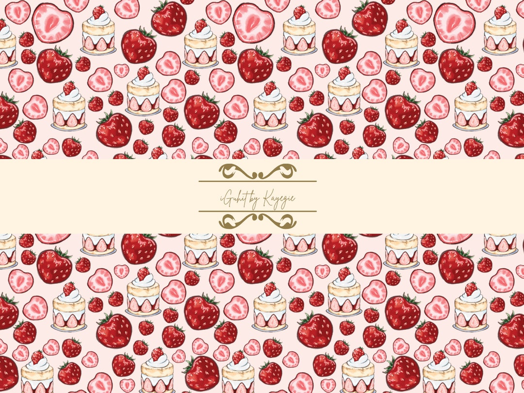 Strawberry Shortcake Pattern For Stationery Fabric Print Background strawberry-shortcake-pattern-for-stationery-fabric-print-background