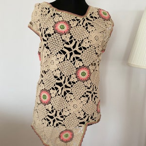 Granny Square Sweater Crochet Blouse, Knitted Blouse, Crochet Vintage Sweater, Hand Knit Blouse, Granny Square Sweater, Handmade Blouse