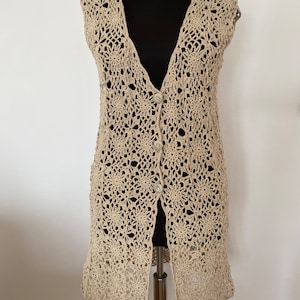 Crochet fine eyelet lace soft cotton vest for women, vintage style elegant vest, cotton waistcoat, mothers day gift