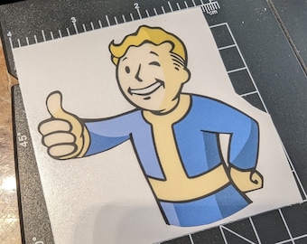 Fallout Vault Boy Daumen hoch - Premium Die-Cut Vinyl Aufkleber, 3 Zoll x 3 Zoll