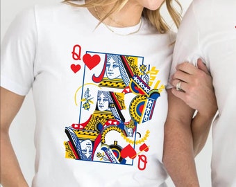 Queen of Hearts t-shirt, playing card t-shirt, poker tee, blackjack t-shirt, gambling shirt, valentines shirt, gift for her, gift for him
