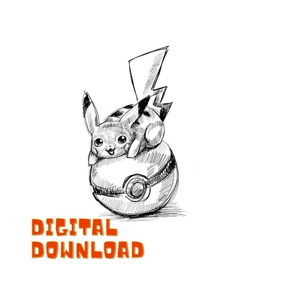 Pıkachu, Pokemon PNG, Digital Download, image cut files, Printable Wall art, Tshirt Design, Cartoon Art, Poster Art, 8K