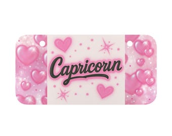 Custom Made Capricorn Hearts Mini License Plate | Zodiac Keychain Plate| Y2K