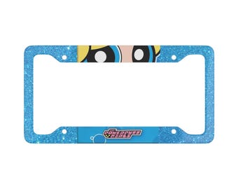 Matrícula personalizada / Burbujas de las Chicas Superpoderosas / Azul brillante