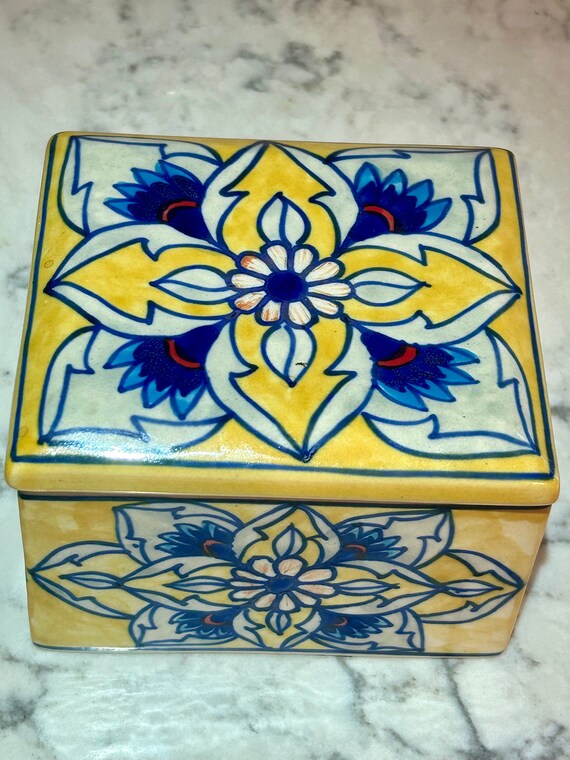 World Market Ceramic Box with floral design