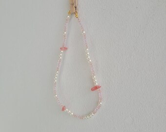 Roze natuurlijke parelketting van liefde, cadeau voor haar, natuurlijke kristallen, gesneden kralen, handgemaakte sieraden, morsecode, geheime boodschap, Rozenkwarts