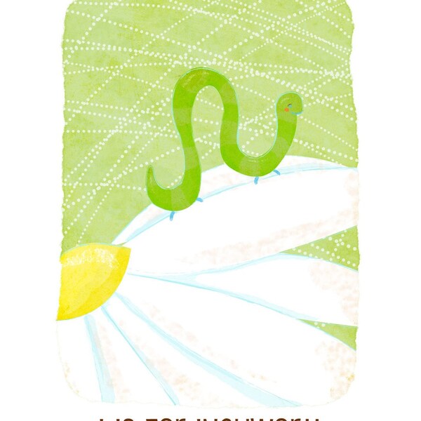 I is for Inchworm  Print from the Little Forest ABC Series
