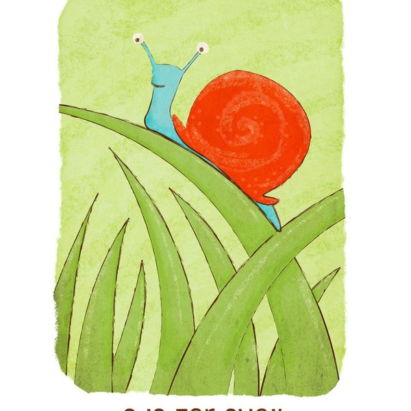 S is for Snail Print from the Little Forest ABC Series