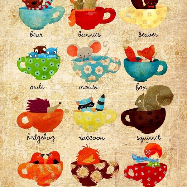 Teacups in the Little Forest Large Print