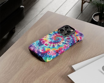Coque d'iPhone tie-dye : oeuvres d'art abstraites éclatantes, coque protectrice pour téléphone