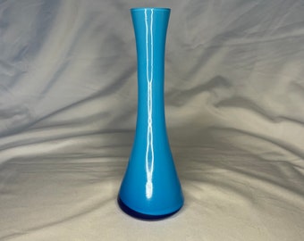 MCM hand blown blue glass bud vase